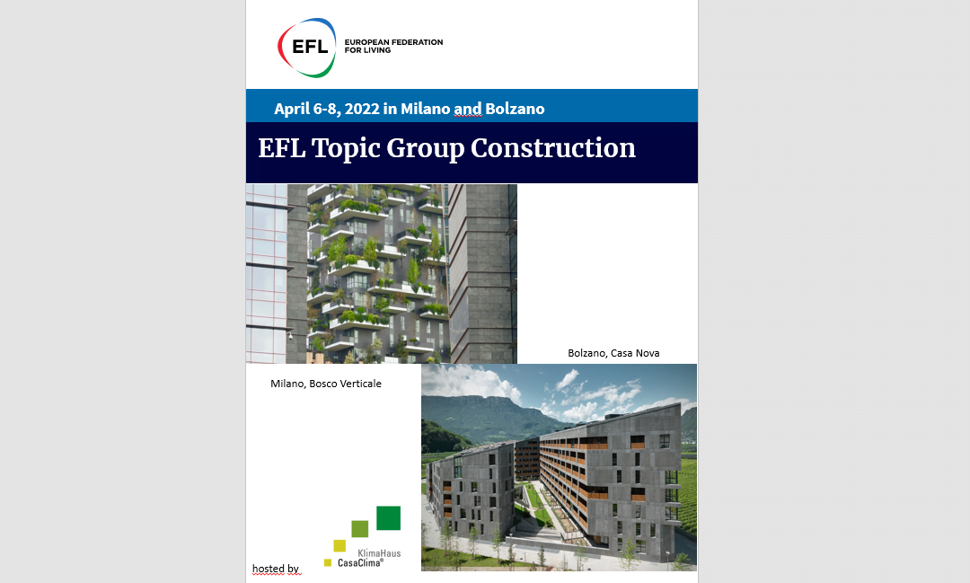 Topic Group Construction 6-8 April 2022 in Milano and Bolzano